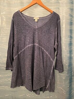 Style & Co Soft V-Neck Women's Tunic Top Heathered Blue XL